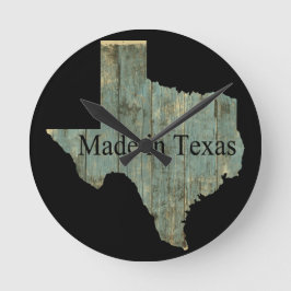 Texas-Staats-Karten-schroffe Bauholz-Wand-Uhr Runde Wanduhr