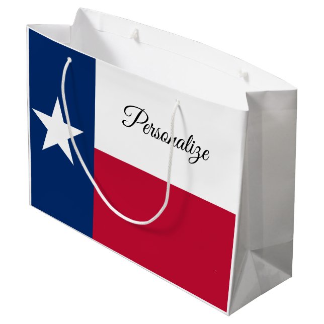Texas-Staatsflagge personalisierte Geschenktaschen Große Geschenktüte (Rückseite Schrägansicht)