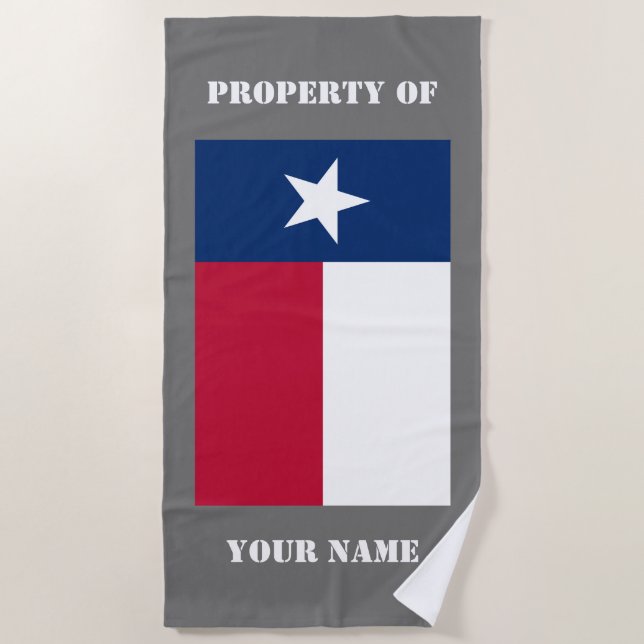 Texas Staatsflagge personalisiertes Strandtuch (Vorderseite)