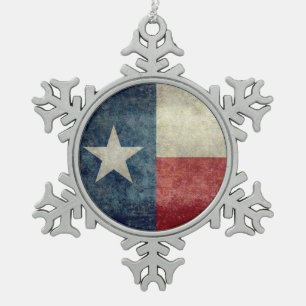 Texas-Staatsflagge Vintage Schneeflocken Zinn-Ornament