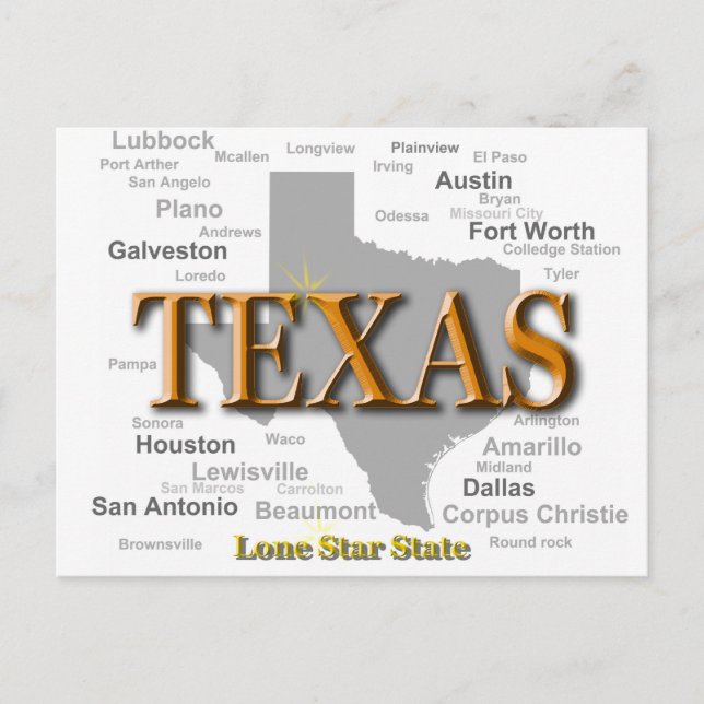 Texas Staatsstolz Map Silhouette Postkarte (Vorderseite)