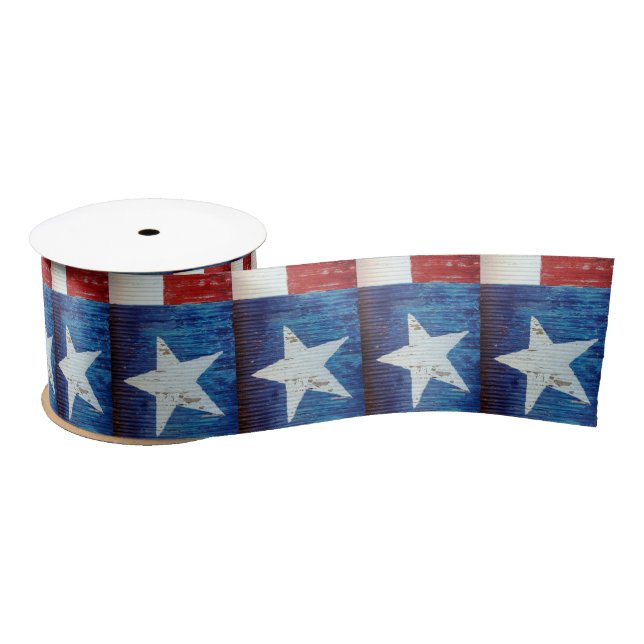 Texas Star Flag Rustikales Metall Satinband (Spule)