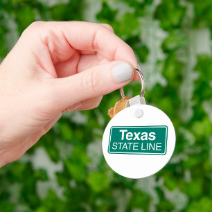 Texas State Line Classic Grünes Straßenschild Schlüsselanhänger