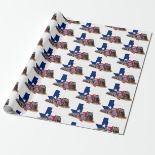 Texas State Umriss, Farben & Cadillac Ranch Wrap Geschenkpapier