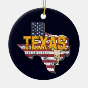 Texas State Vereinigte Staaten Retro-Karte Vintage Keramik Ornament