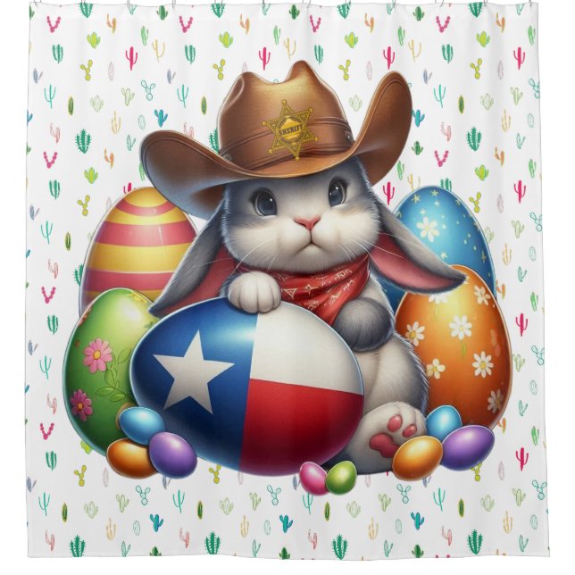 Texas/südwestlicher Osterhasen Duschvorhang (Vorderseite)