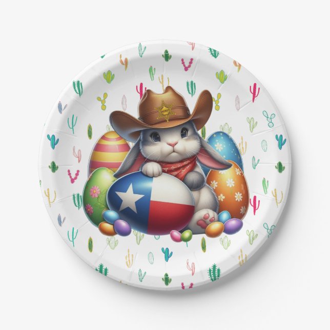 Texas/südwestlicher Osterhasen Pappteller (Vorderseite)