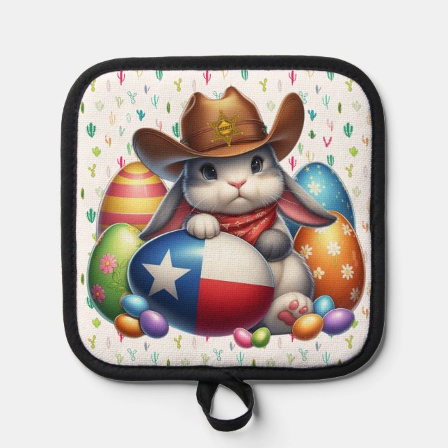 Texas/südwestlicher Osterhasen Topflappen (Vorderseite)