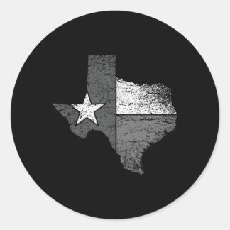 Texas Texas Flag BW-Karte Staat von Texas Runder Aufkleber