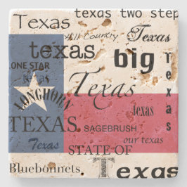 Texas Text Design mit Texas-Flag Steinuntersetzer
