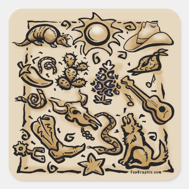 Texas Thang Quadratischer Aufkleber (Vorderseite)