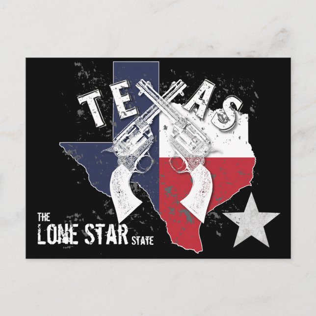 Texas The Long Star Staat überquerte Pistols Souve Postkarte (Vorderseite)