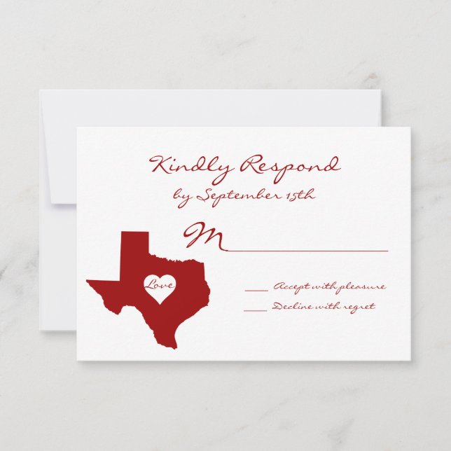 Texas Theme Red White Wedding RSVP Cards (Vorderseite)