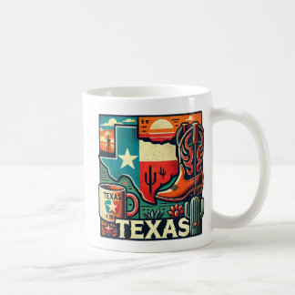 Texas-Themed Keramik Tasse - Staat Kontur, Cowboy