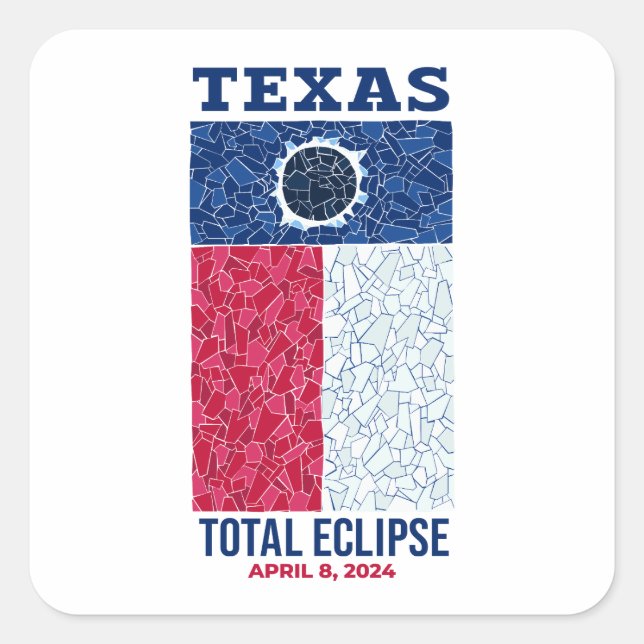 Texas Total Eclipse Square Sticker (Vorderseite)