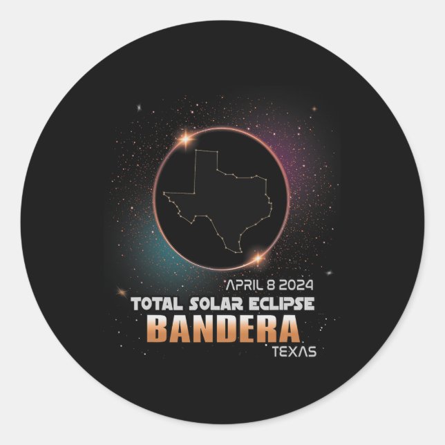 Texas Total Solar Eclipse 2024 1 Runder Aufkleber (Vorderseite)