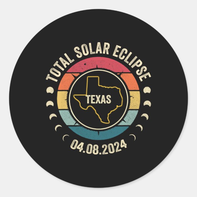 Texas Total Solar Eclipse 2024 American Totality A Runder Aufkleber (Vorderseite)