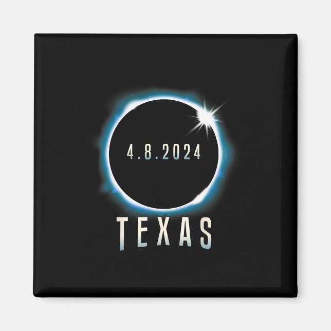Texas Total Solar Eclipse 2024 Blue April 8 Men Wo Magnet (Vorne)