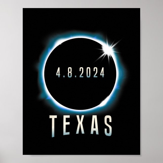 Texas Total Solar Eclipse 2024 Blue April 8 Men Wo Poster (Vorne)