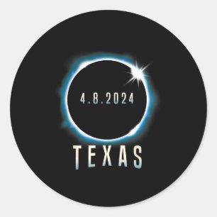Texas Total Solar Eclipse 2024 Blue April 8 Men Wo Runder Aufkleber