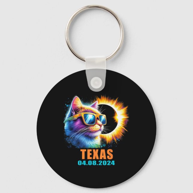 Texas Total Solar Eclipse 2024 Cat Solar Eclipse G Schlüsselanhänger (Vorderseite)