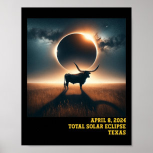 Texas Total Solar Eclipse 2024 Gedenkveranstaltung Poster