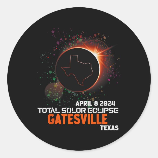 Texas Total Solar Eclipse 2024 Runder Aufkleber (Vorderseite)
