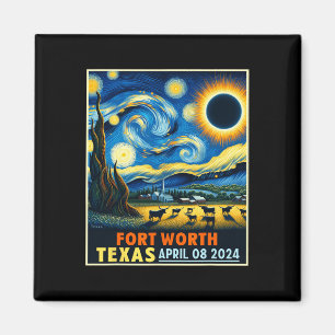 Texas Total Solar Eclipse 2024 Starry Night Magnet
