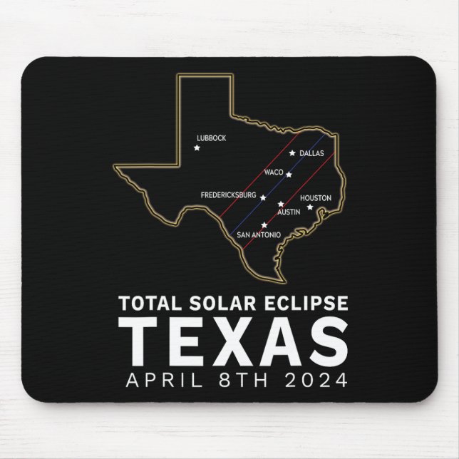 Texas Total Solar Eclipse 2024 Weg der Totalität Mousepad (Vorne)