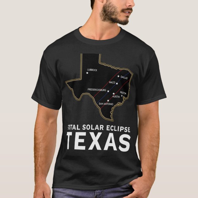 Texas Total Solar Eclipse 2024 Weg der Totalität T-Shirt (Vorderseite)