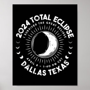 Texas Total Solar Eclipse 8. April 2024 Totalität Poster