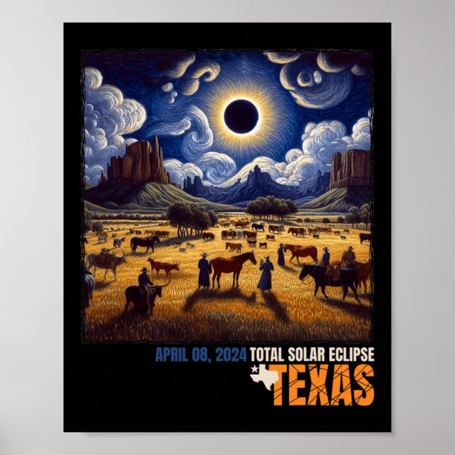 Texas Total Solar Eclipse April 8 2024 Texas Solar Poster (Vorne)