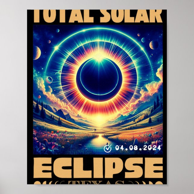 Texas Total Solar Eclipse April 8 2024 Texas Solar Poster (Vorne)