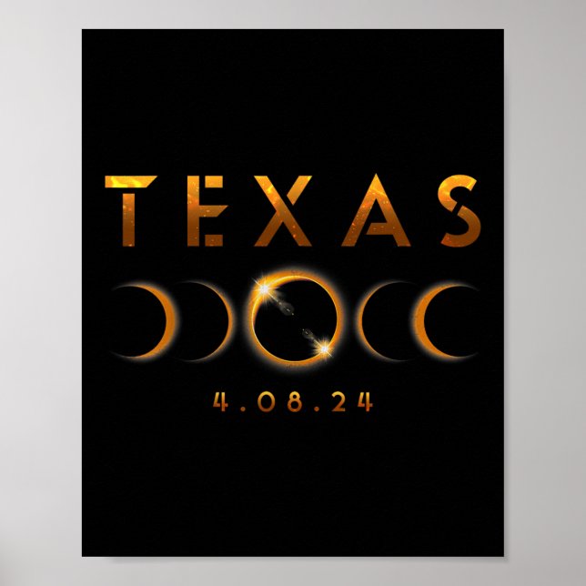 Texas Total Solar Eclipse April 8 2024 Texas Solar Poster (Vorne)