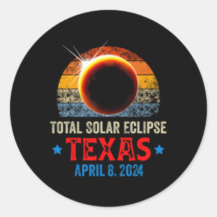 Texas Total Solar Eclipse April 8 2024 Texas Solar Runder Aufkleber