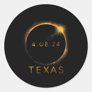 Texas Total Solar Eclipse April 8 2024 Texas Solar Runder Aufkleber