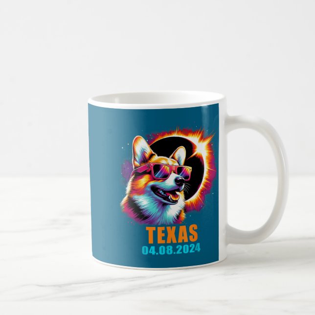 Texas Total Solar Eclipse Corgi Illustration Kaffeetasse (Rechts)