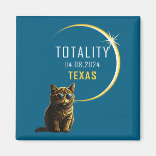 Texas-Totale-Sonnenfinsternis-Katze-Illustration Magnet