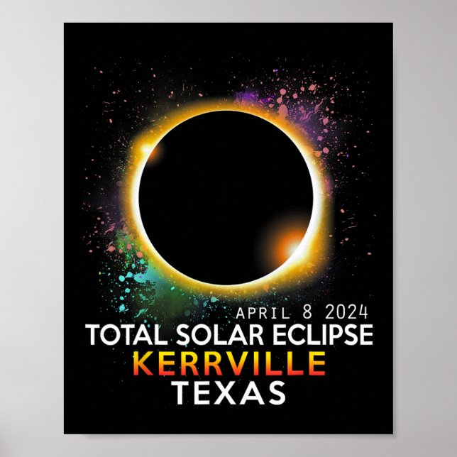 Texas Totality Total Solar Eclipse 8. April 2024 Poster (Vorne)