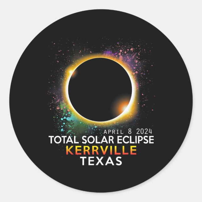 Texas Totality Total Solar Eclipse 8. April 2024 Runder Aufkleber (Vorderseite)