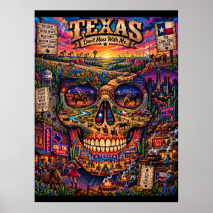 Texas-Totenkopf-Kunstwerk State of Mind Poster