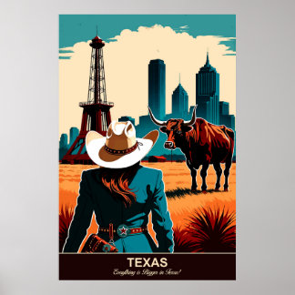 Texas Travel: Alles ist ein größeres Reiseplakat Poster