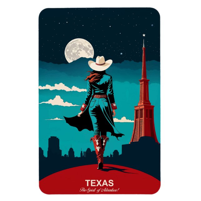 Texas Travel: Der Geist des Abenteuers flexibel Magnet (Vertikal)