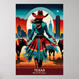 Texas Travel: Wo der Westen beginnt Reiseplakat Poster