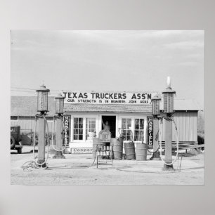 Texas Truck Stop, 1939. Vintage-Foto Poster