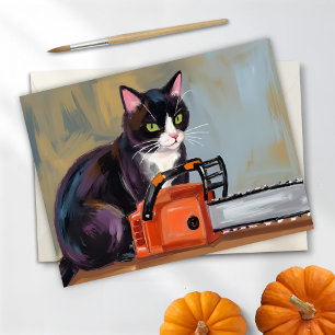Texas-Tuxedo-Katze-Kettensägenmassaker Lustiges Ha Feiertagskarte