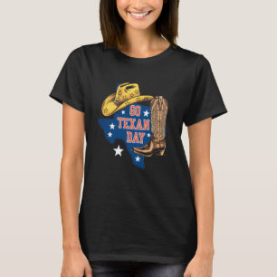 Texas Unabhängigkeitstag Cowboy Hut Stiefel TX Pat T-Shirt