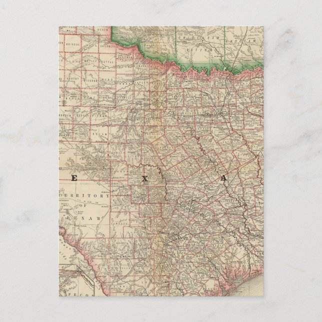 Texas und Indisches Gebiet Postkarte (Vorderseite)