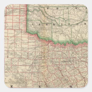 Texas und indisches Gebiet Quadratischer Aufkleber
