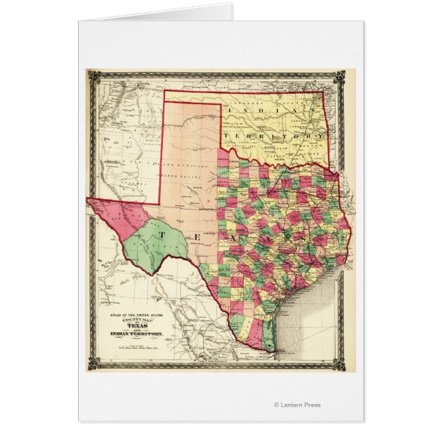 Texas und indisches TerritoriumPanoramakarte (Vorne)